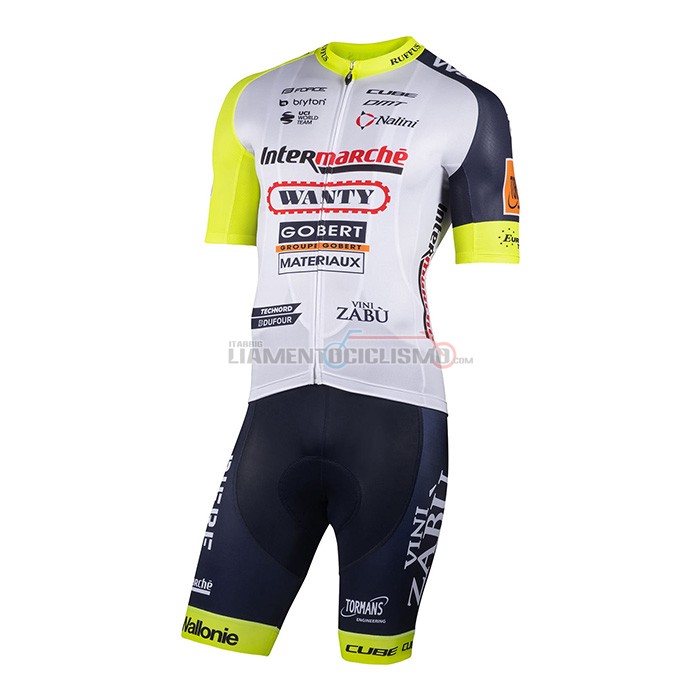 Abbigliamento Ciclismo Wanty-Gobert Cycling Team Manica Corta 2022 Bianco Blu